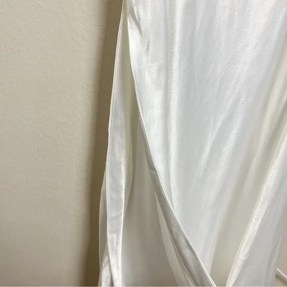 Bardot Slip Dress Large US 8 Mila Cowl Back Orchid White Midi Slit Satin Bridal - Picture 5 of 11
